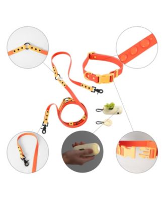 Luna 8FT Adjustable 6-in-1 Waterproof Hands-Free Leash and Collar with LED Flashlight, Bag Dispenser, and Poop Bag Holder