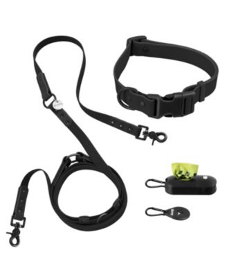 Luna 8FT Adjustable 6-in-1 Waterproof Hands-Free Leash and Collar with LED Flashlight, Bag Dispenser, and Poop Bag Holder