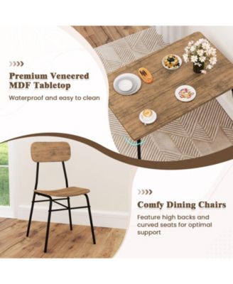 Modern 4-Piece Metal Frame Dining Set with Table, Bench, and 2 Chairs – Ideal for Compact Dining Spaces