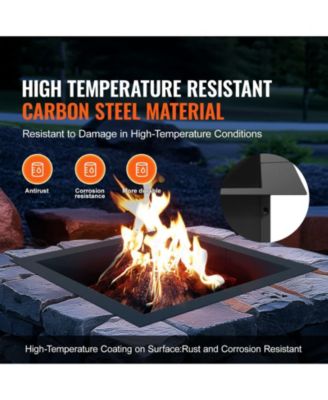 Square Steel Fire Pit Ring Liner – Heavy-Duty Outer Liner for DIY Campfire and Backyard Fire Pits