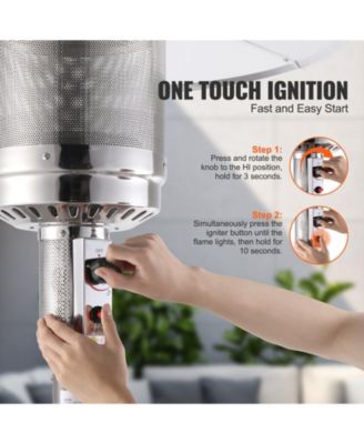 Hammered Finish Tall Propane Heater with Integrated Table – Elegant Outdoor Heating Solution for Patio or Garden