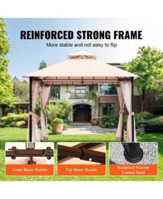 Outdoor Gazebo with Durable Metal Frame and Full Mosquito Netting – Fits 6 to 8 People for Patio or Garden Use