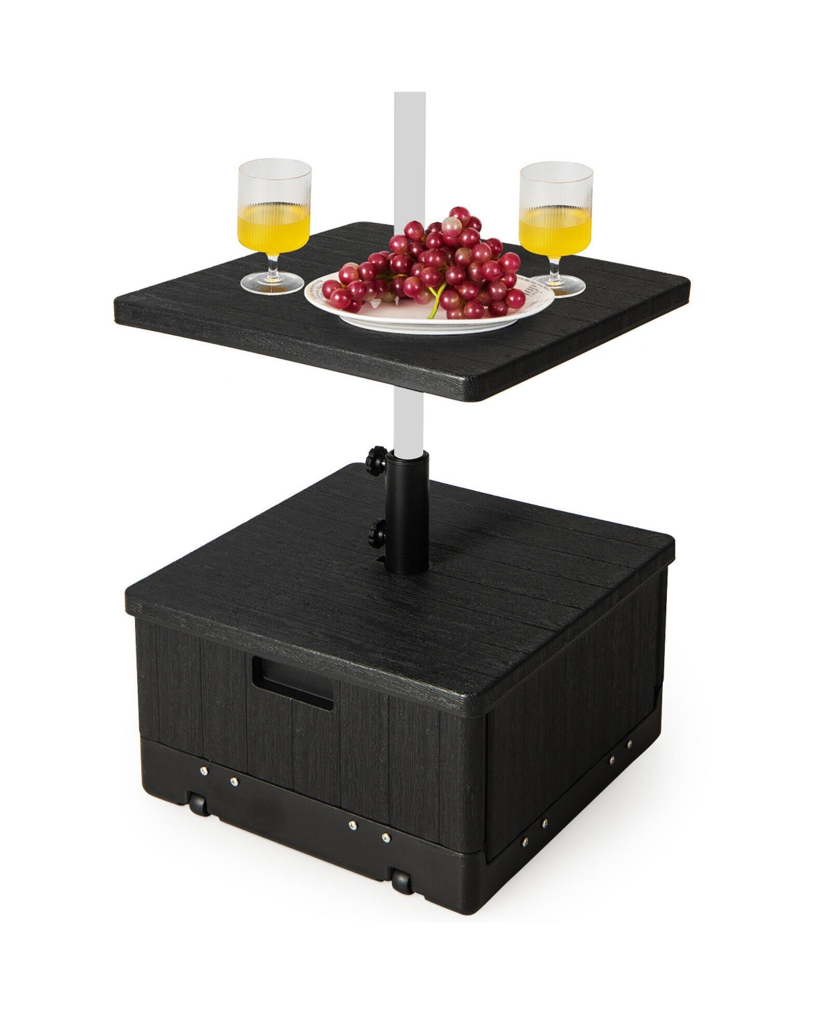 Patio 175lbs Fillable Umbrella Base w/ Table Tray Wheeled 3-in-1 Stand Outdoor - Black