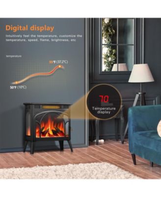 Cowsar 17" Electric Fireplace Heater with Remote – Cathedral Style, Adjustable Flame Effects, Log Colors & Safe Heating Modes.