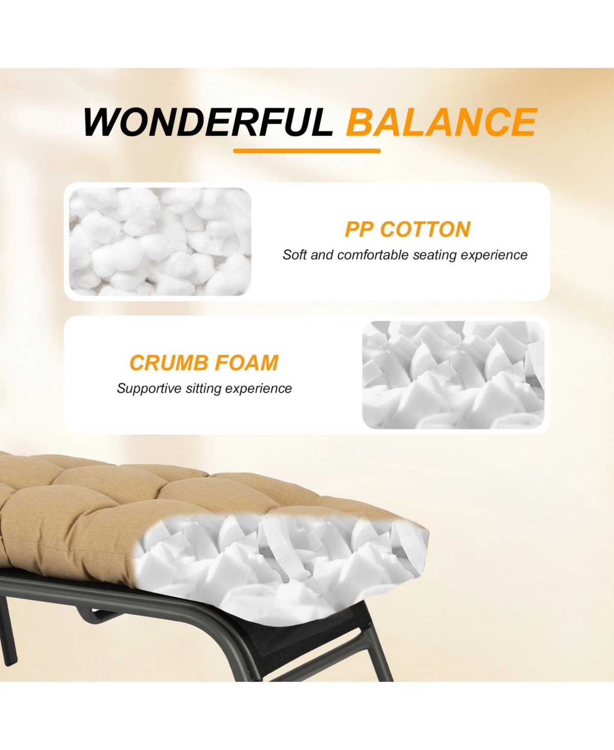 Aoodor 76" x 22" x 5.1" Polyester Tufted Chaise Lounge Cushion, Water-Resistant & Fade-Resistant Cushion for Outdoor Wicker Chaise Loun