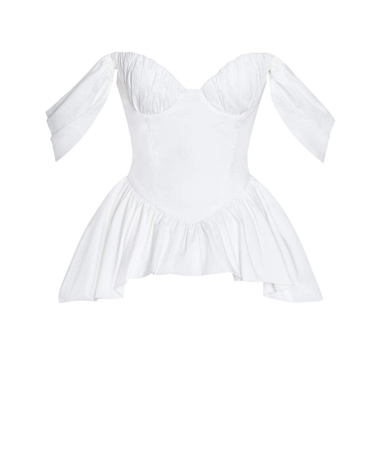 Women Qistina White Off-shoulder Bubble Hem Peplum Cotton Top