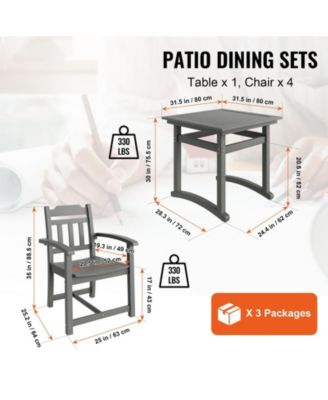 5-Piece Outdoor Dining Set with Square Table and Chairs for Deck or Backyard