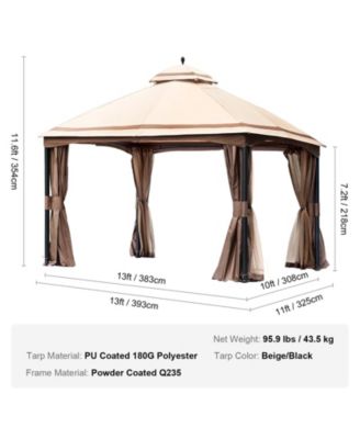 Large Outdoor Gazebo with Mosquito Netting and Reinforced Metal Frame – Fits 10 to 12 People for Garden Use