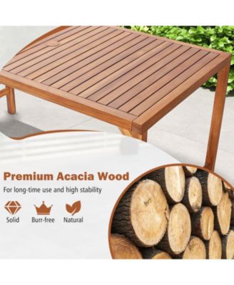 Rectangle Acacia Wood Dining Table Spacious Slatted Top Up to 6 Patio