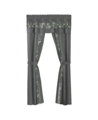 Complete 5 Pc Window in a Bag Embroidered Floral Country Flax Sheer Curtain & Valance Set - 54 in. W x in. L