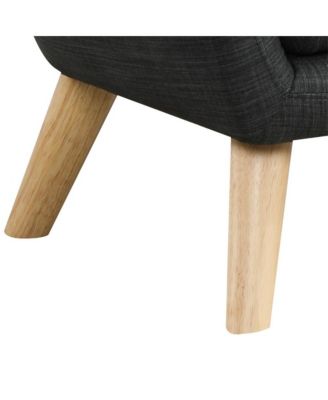 19.5"W Gray Linen Kids Chair with Button Tufted Back and Wooden Legs