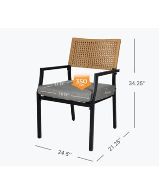 Outdoor All-Iron Detachable Rattan Woven Chair,W/ Waterproof Cushion,Stackable Dining Chair