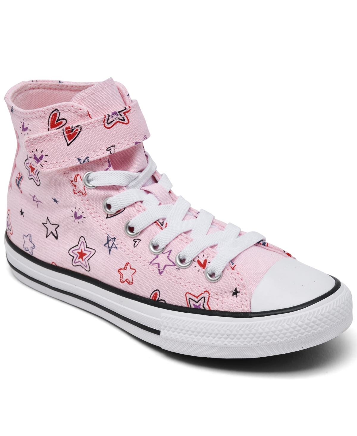 Converse Little Girls Chuck Taylor All Star Doodles Stay-put Closure Strap High Top Casual Sneakers From Fini