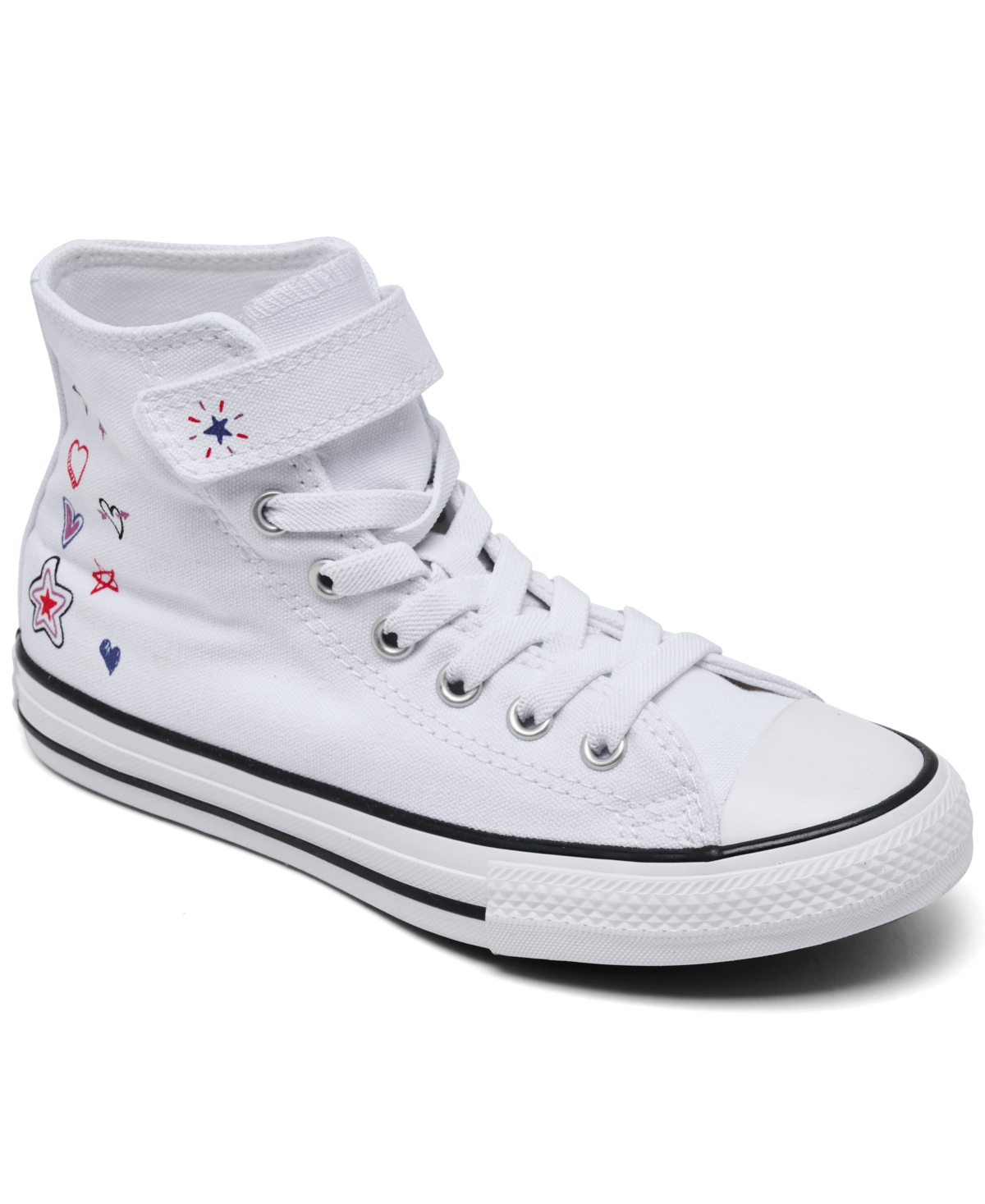 Converse Little Girls Chuck Taylor All Star Doodles Stay-put Closure Strap High Top Casual Sneakers From Fini