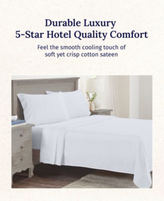 5-Star Luxury 600 Thread Count Cotton Sateen 4 Piece Sheet Set, King
