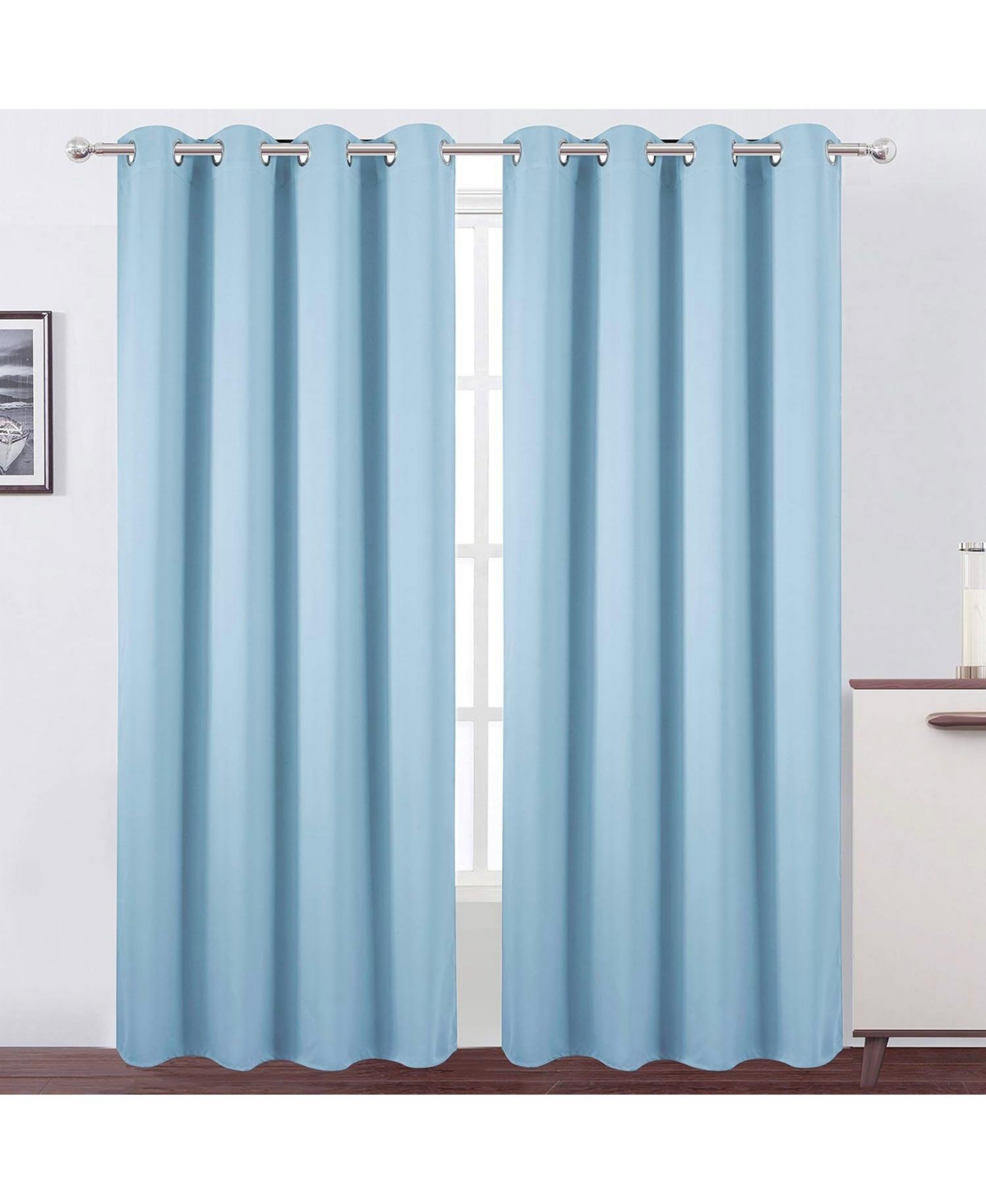 2 Pack: Hotel Thermal Grommet 100% Blackout Curtains - 52 in. W x 84 in. L, Cambridge Light Blue - Cambridge light blue