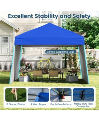 14 X 9.2 FT Pop up Canopy Tent w/ 2 Convertible Sidewalls to Awning & Stakes