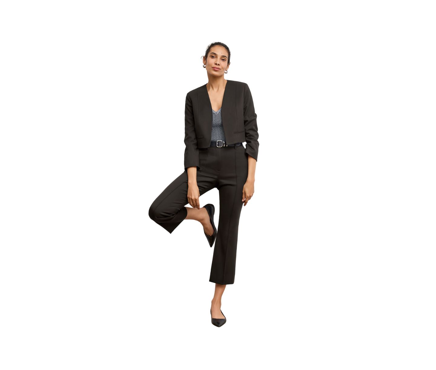 Женские брюки M.M.LaFleur Tessa Kick Flare - Washable Wool Twill, цвет: Чёрный — фото 4