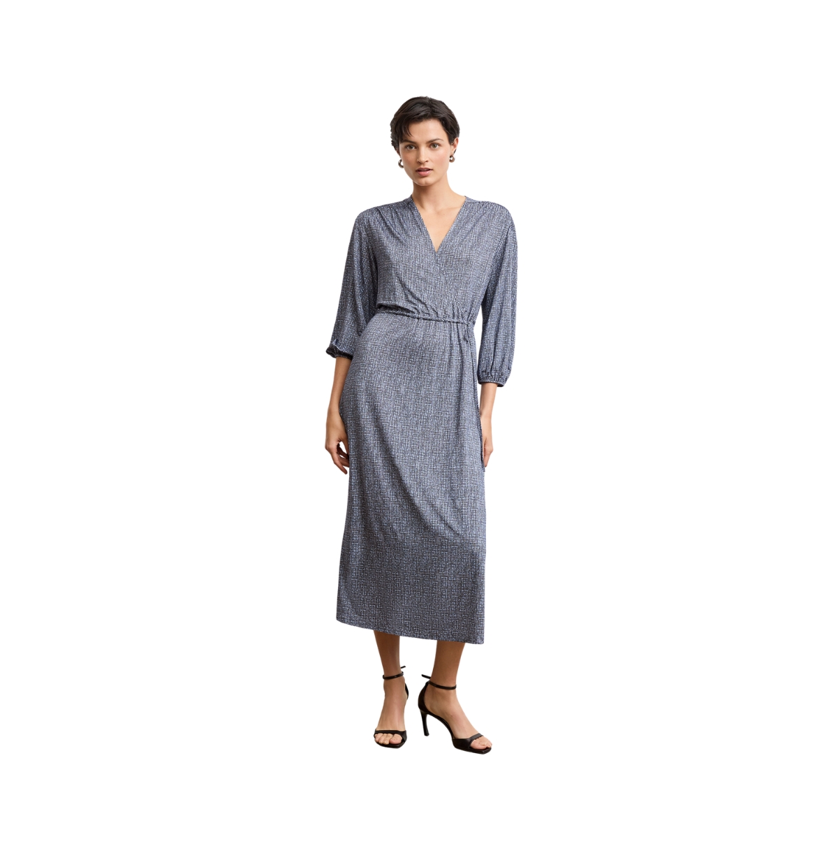 Women's Hope Wrap Dress - Printed Jersey - Blueprint sketch