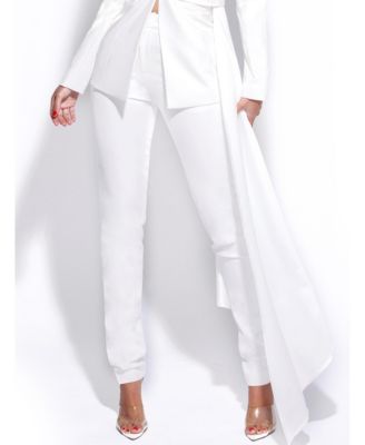 Women Vayla White Skinny Fit Crepe Trousers