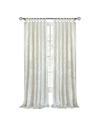 Park Avenue 2 Piece Criss-Cross Tab Top Velvet Window Curtain Panels - 84 in. Long - Creamy White