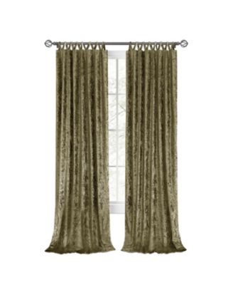 Park Avenue 2 Piece Criss-Cross Tab Top Velvet Window Curtain Panels - 84 in. Long - Moss