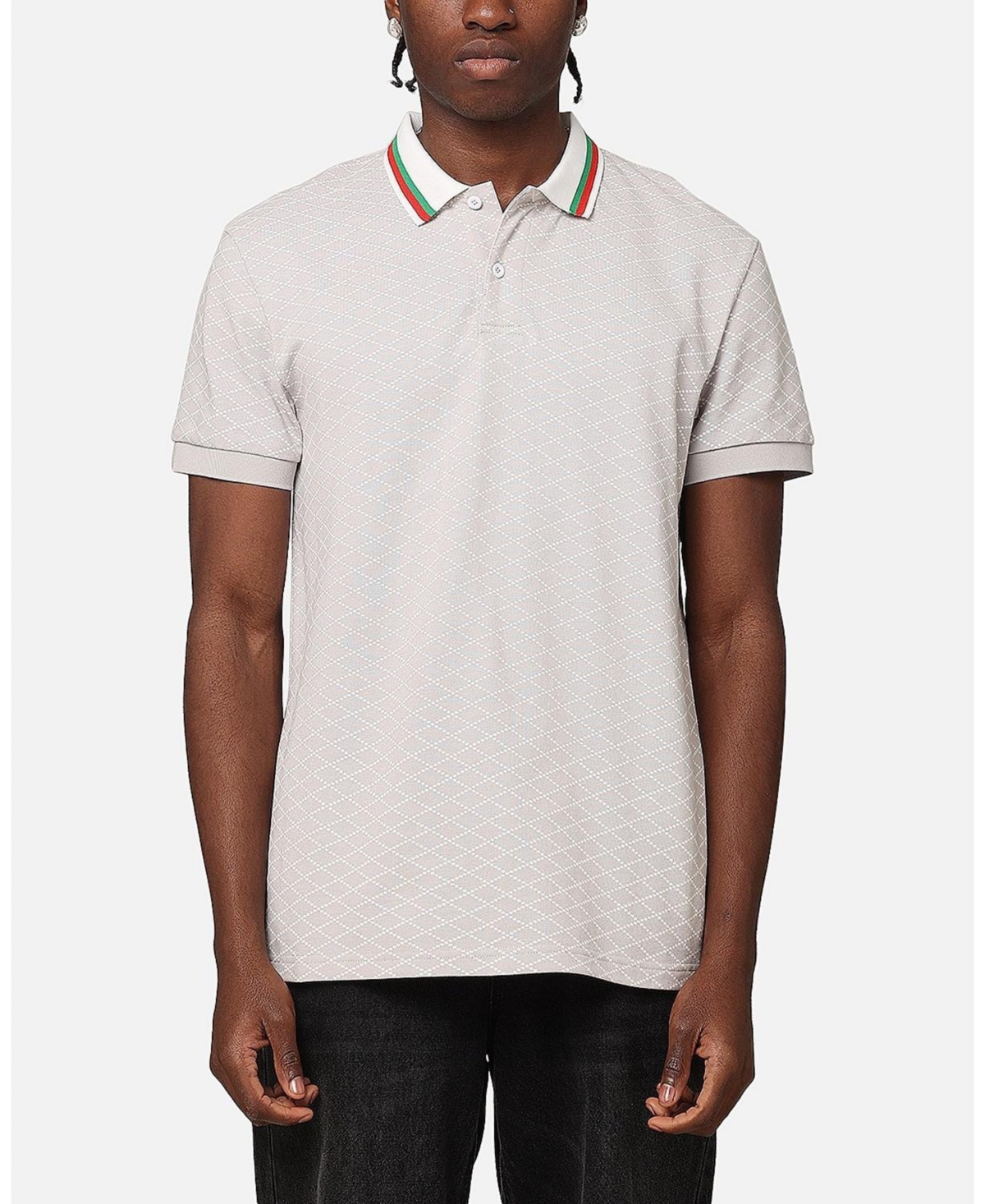 Men's Printed Polo Shirt - Olive