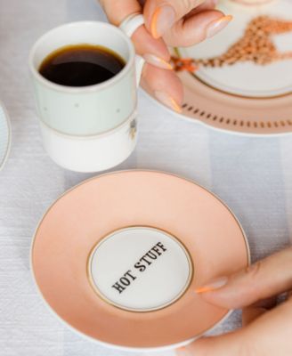 Slogan Espresso Cups and Saucers, Set of 2