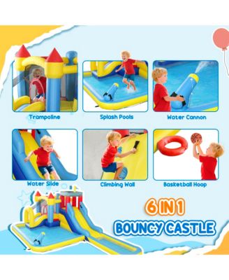 6 in 1 Inflatable Water Slide Park with 550W Blower for Kids 3-8 Years