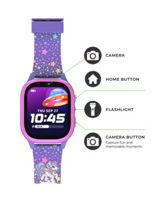 4 Kids Pink and Purple Print Leather Silicone Strap Smartwatch, 49mm