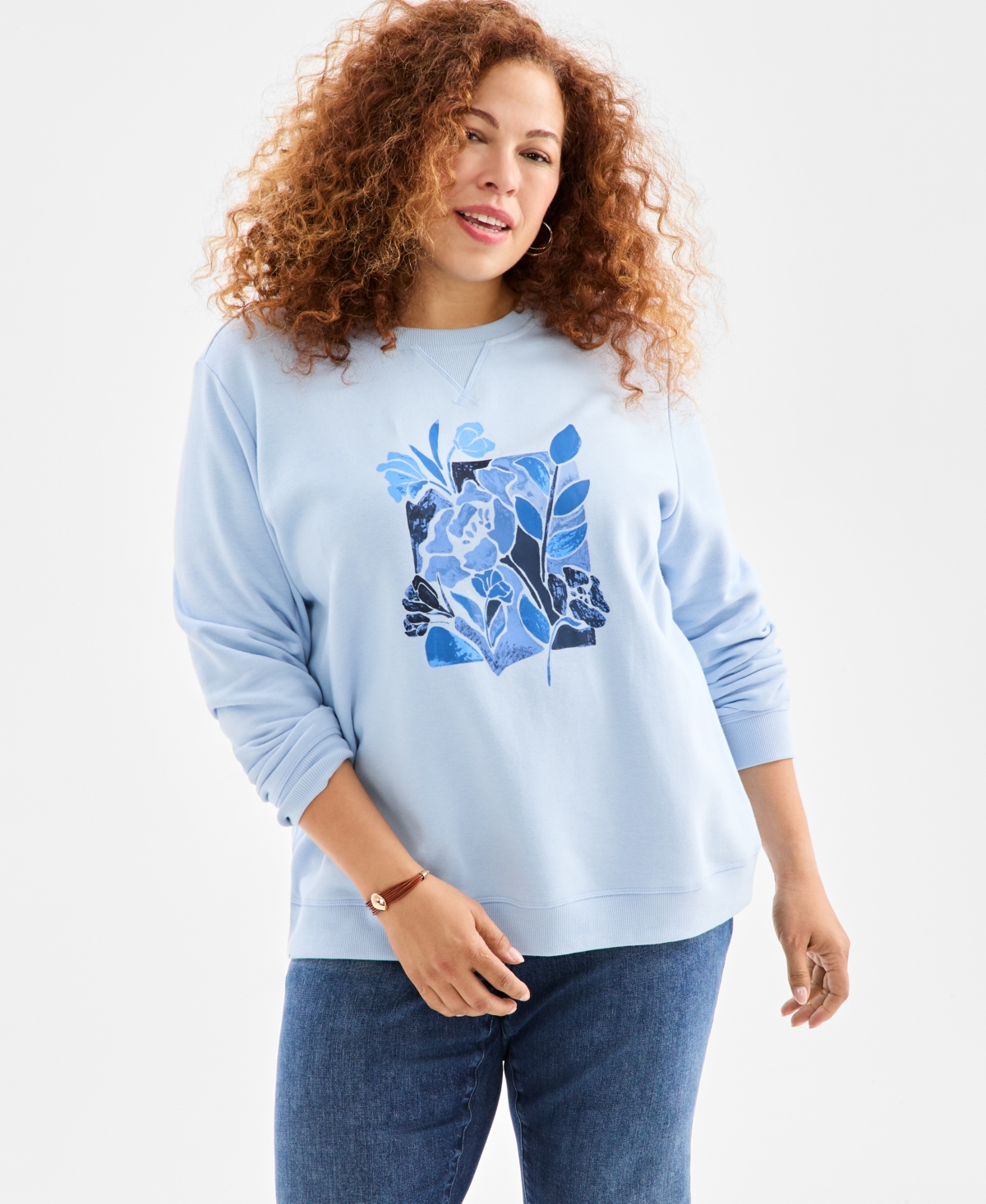 Style & Co Plus Leicester Floral Graphic Sweatshirt