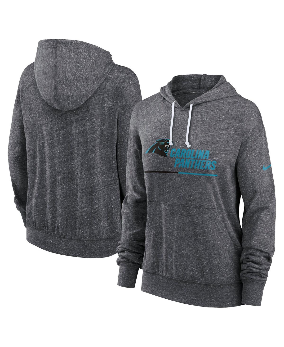 Women's Heather Charcoal Carolina Panthers Team Spirit Gym Lightweight Hoodie Top - Heather Charcoal