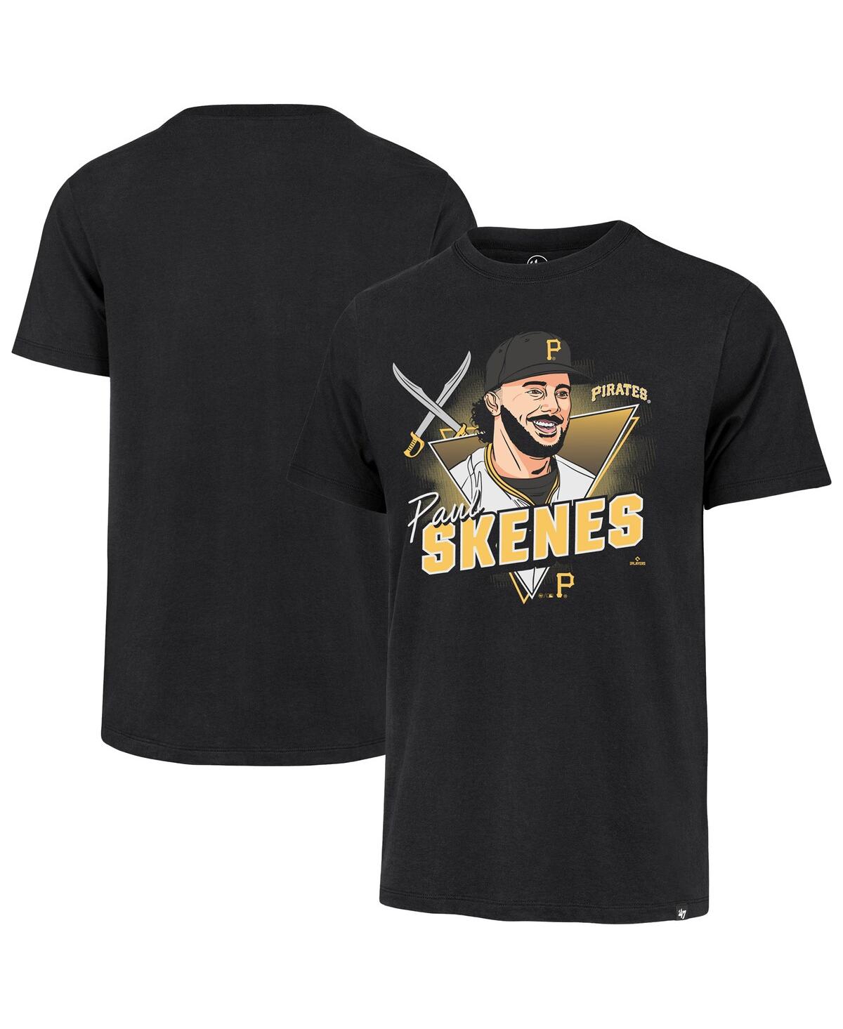 Men's Paul Skenes Black Pittsburgh Pirates Player Caricature Franklin T-Shirt - Black