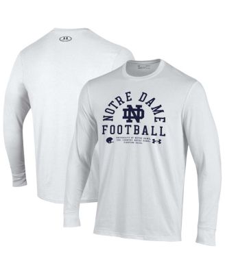 Under Armour - Men's White Notre Dame Fighting Irish 2025 Sideline Football Performance Cotton Long Sleeve T-Shirt