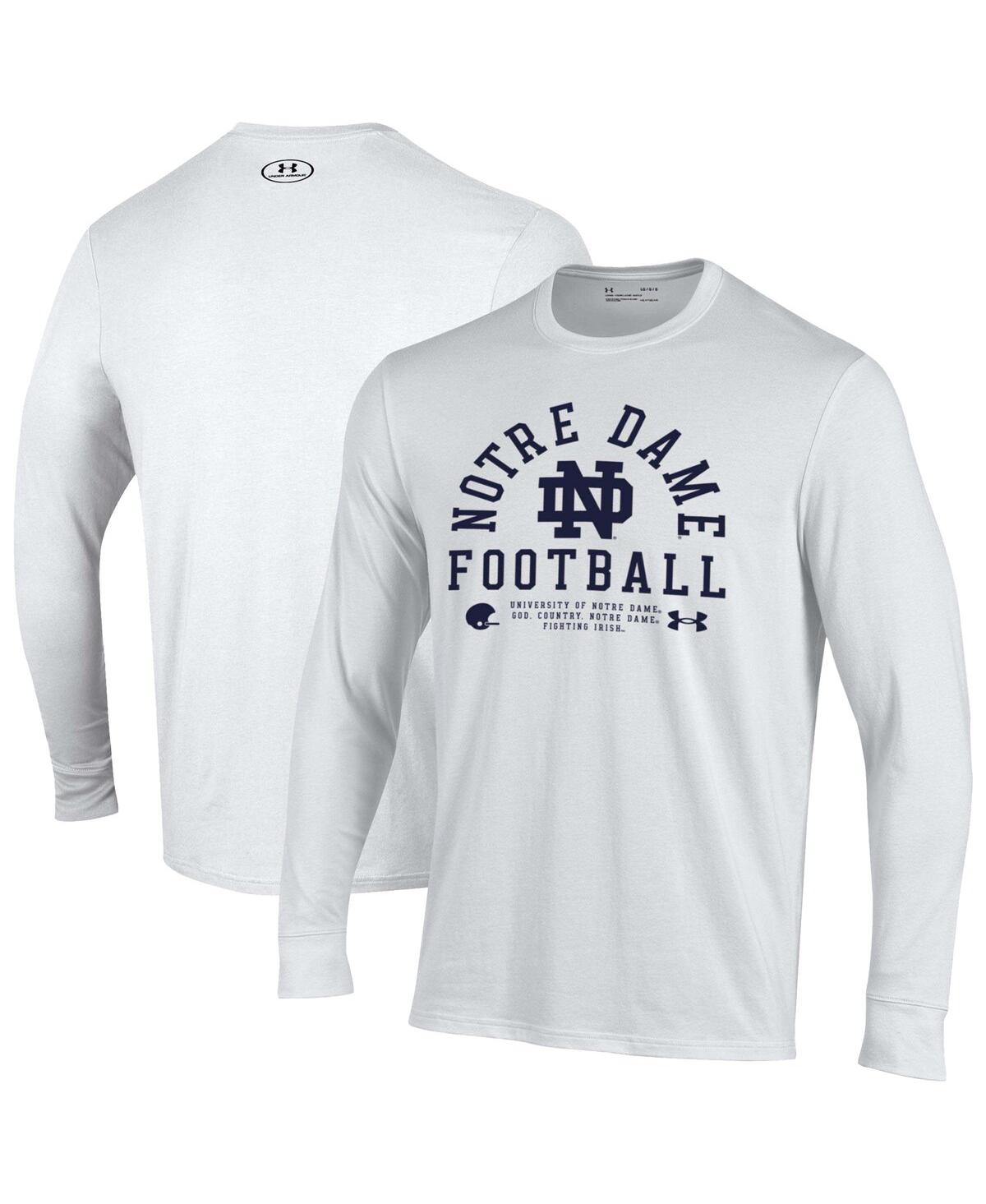 Men's White Notre Dame Fighting Irish 2025 Sideline Football Performance Cotton Long Sleeve T-Shirt - White