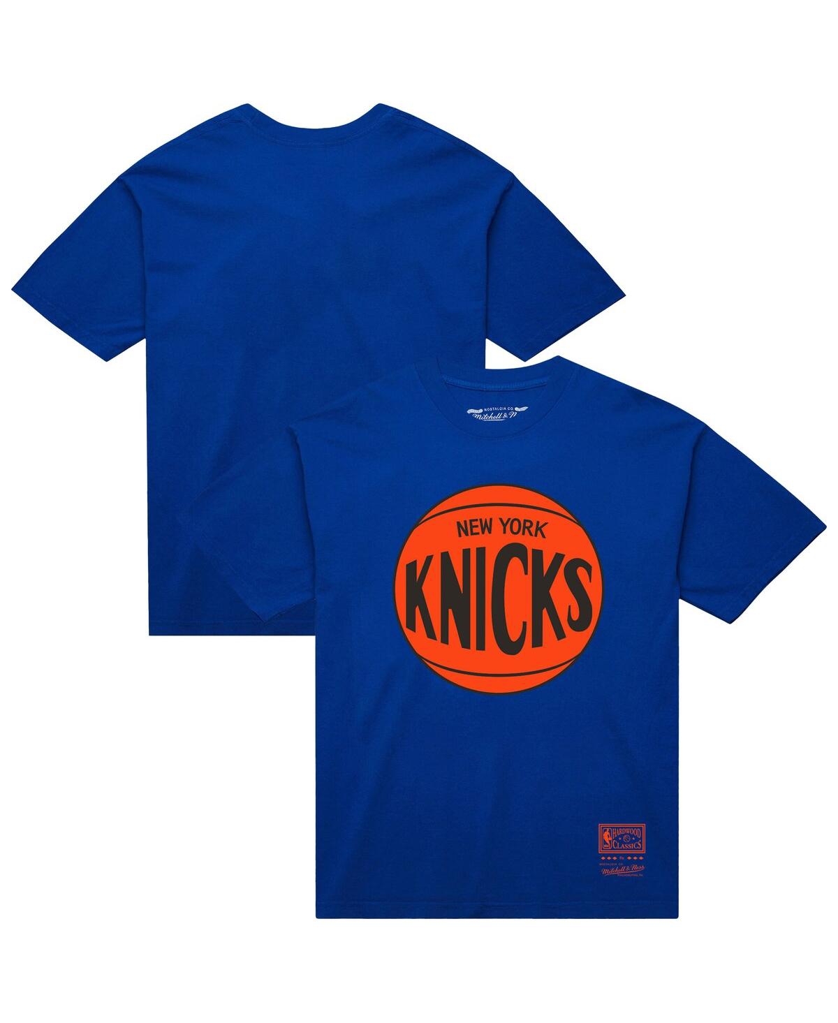 Mitchell & Ness Men's And Women's Blue New York Knicks Hardwood Classics Mvp Logo T-shirt