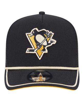 Men's Black Pittsburgh Penguins Team Rope A-Frame 9FIFTY Snapback Hat