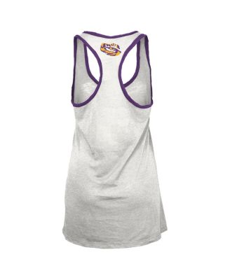 Women's White/Purple LSU Tigers Tracy Racerback Burnout Tank Top