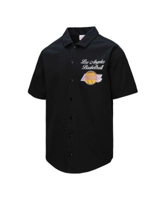 Men's Black Los Angeles Lakers Hardwood Classics Camp Shirt