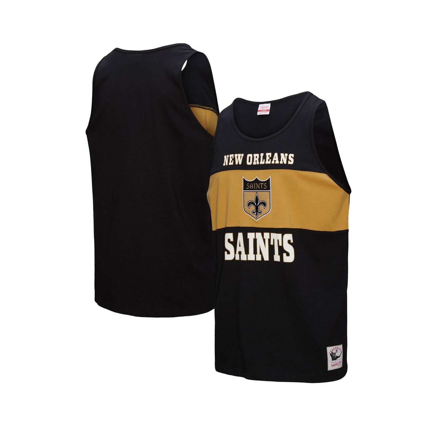Men's Black New Orleans Saints Retro Color Block Tank Top