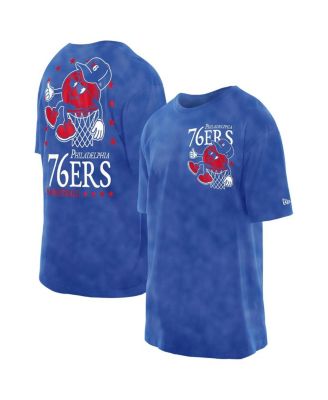 New Era - Men's Royal Philadelphia 76ers Old School Sport Enzyme Wash Oversized T-Shirt
