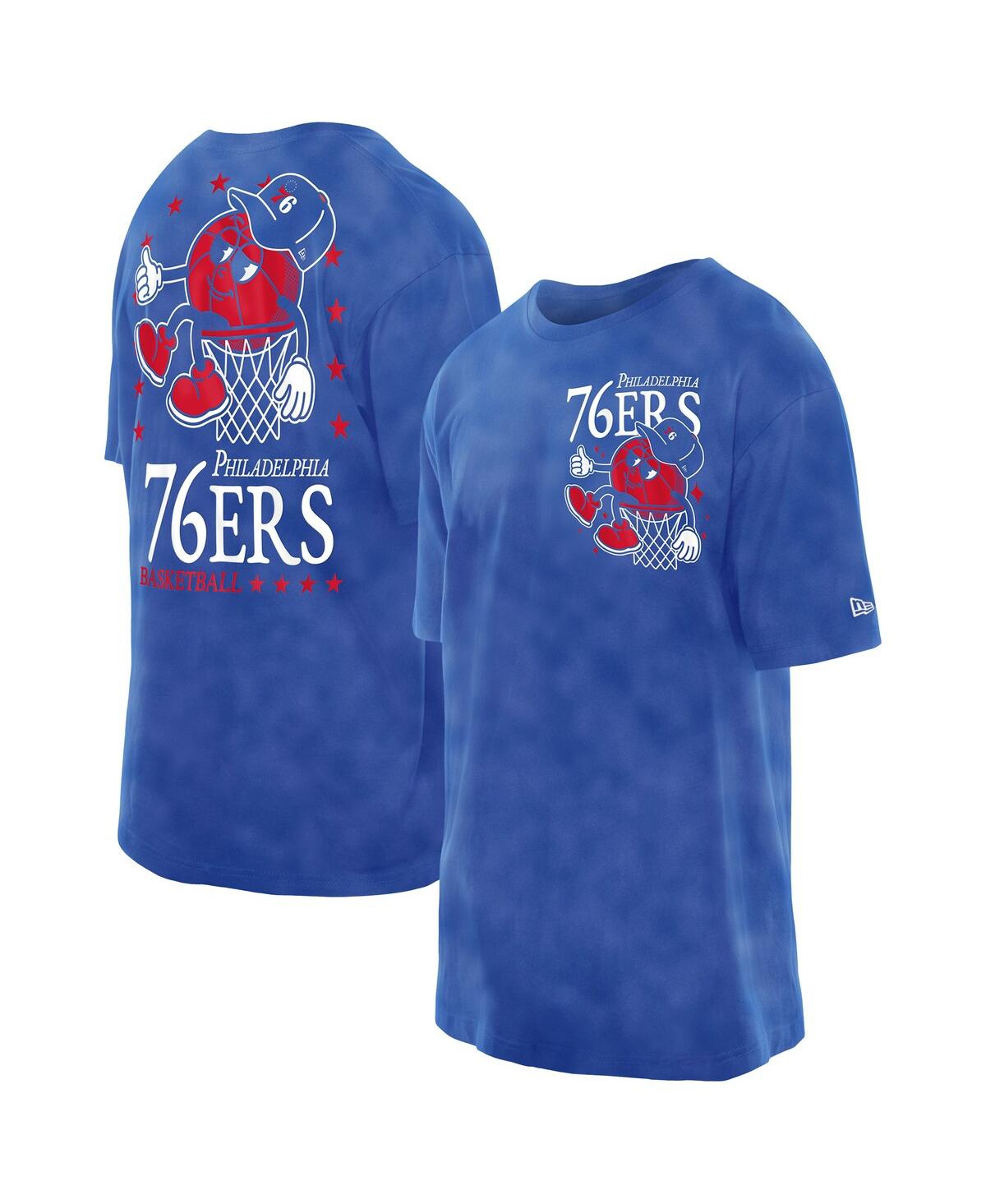 Men's Royal Philadelphia 76ers Old School Sport Enzyme Wash Oversized T-Shirt - Royal