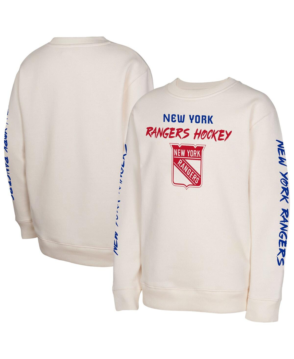 Outerstuff Kids' Big Boys And Girls Cream New York Rangers Star Power Pullover Sweatshirt In Neutral