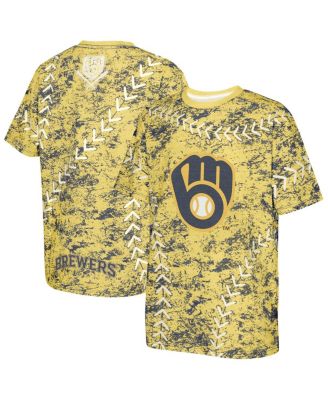 Outerstuff - Big Boys and Girls Gold Milwaukee Brewers Slide Score Bold T-Shirt