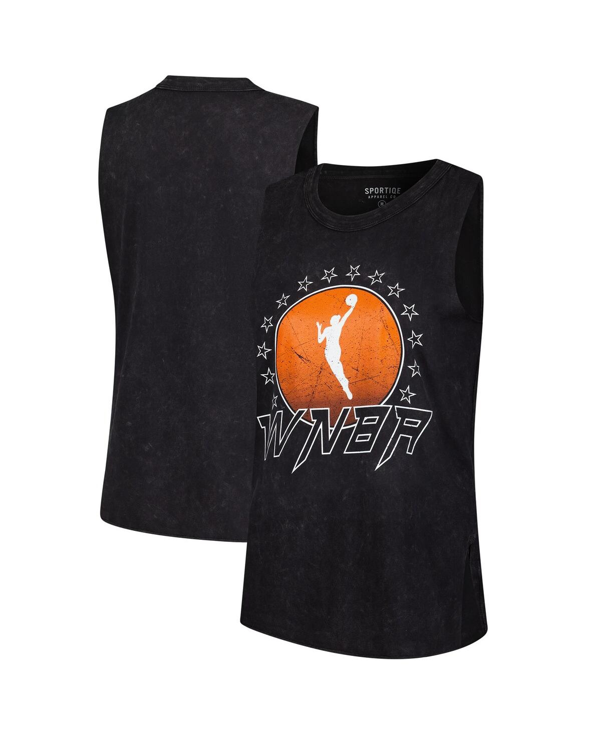 Women's Black Wnba Rock Roll Collection Turner Mineral Wash Tank - Black