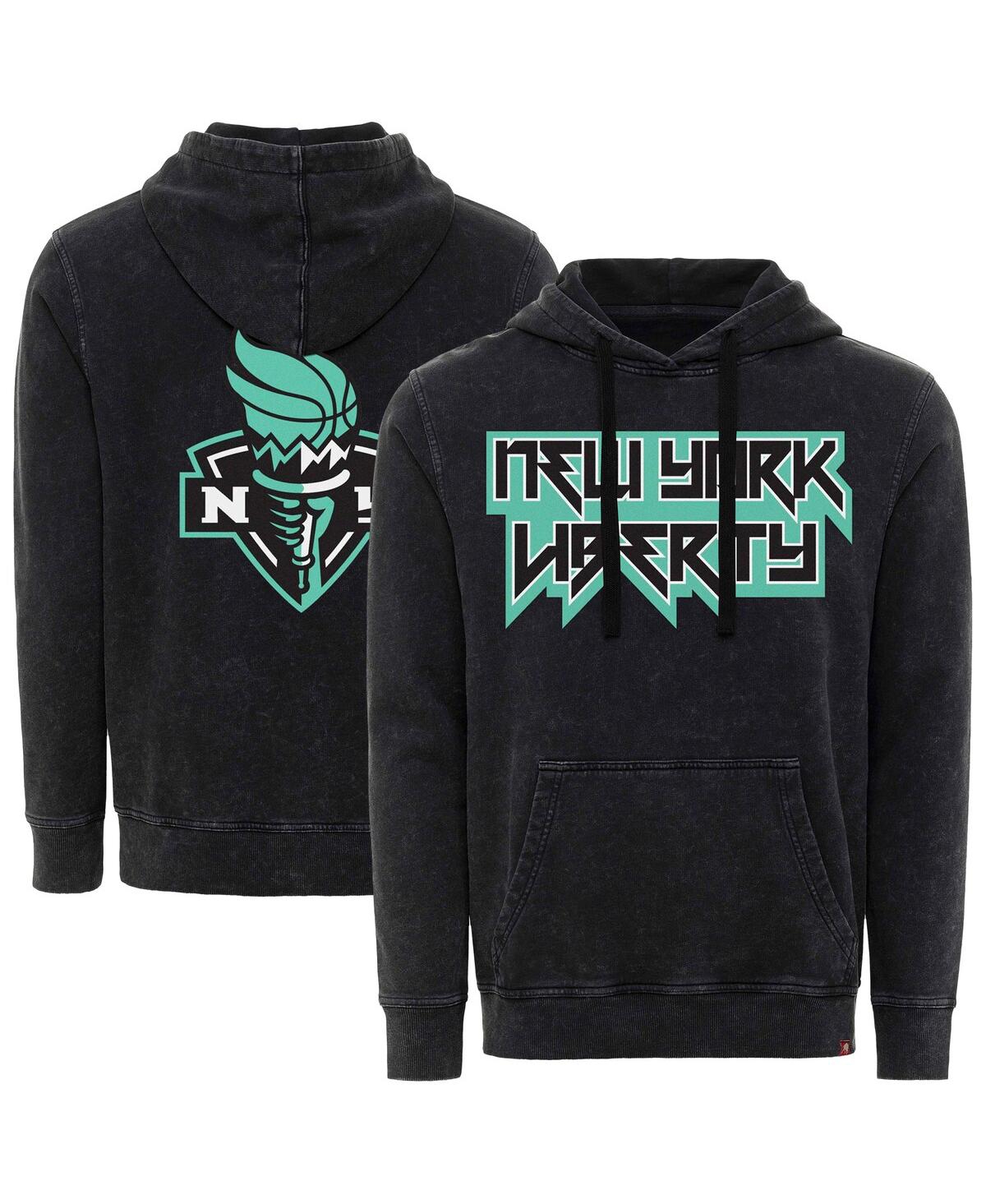 Men's and Women's Black New York Liberty Rock Roll Collection Jimi Mineral Wash Pullover Hoodie - Black