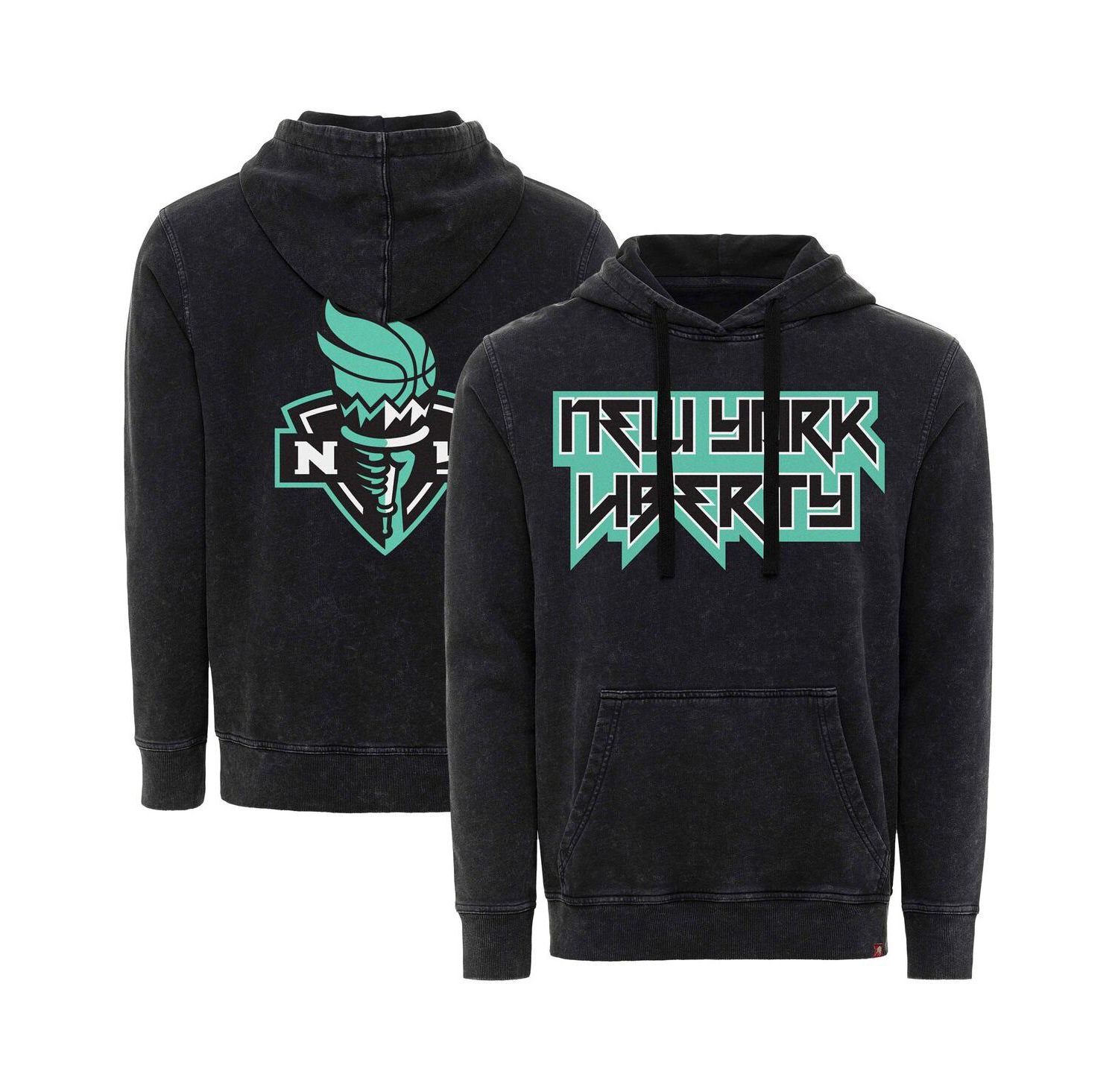 Men's and Women's Black New York Liberty Rock Roll Collection Jimi Mineral Wash Pullover Hoodie