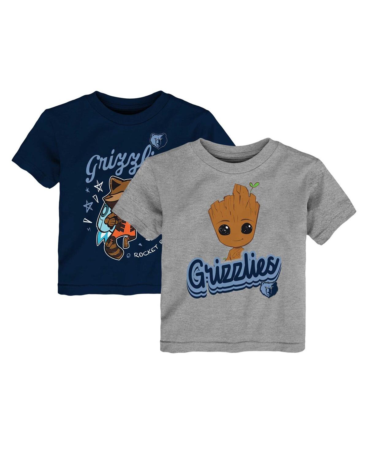 Outerstuff Toddler Heather Gray Memphis Grizzlies 2-piece Guardians Of The Galaxy T-shirt Set In Black