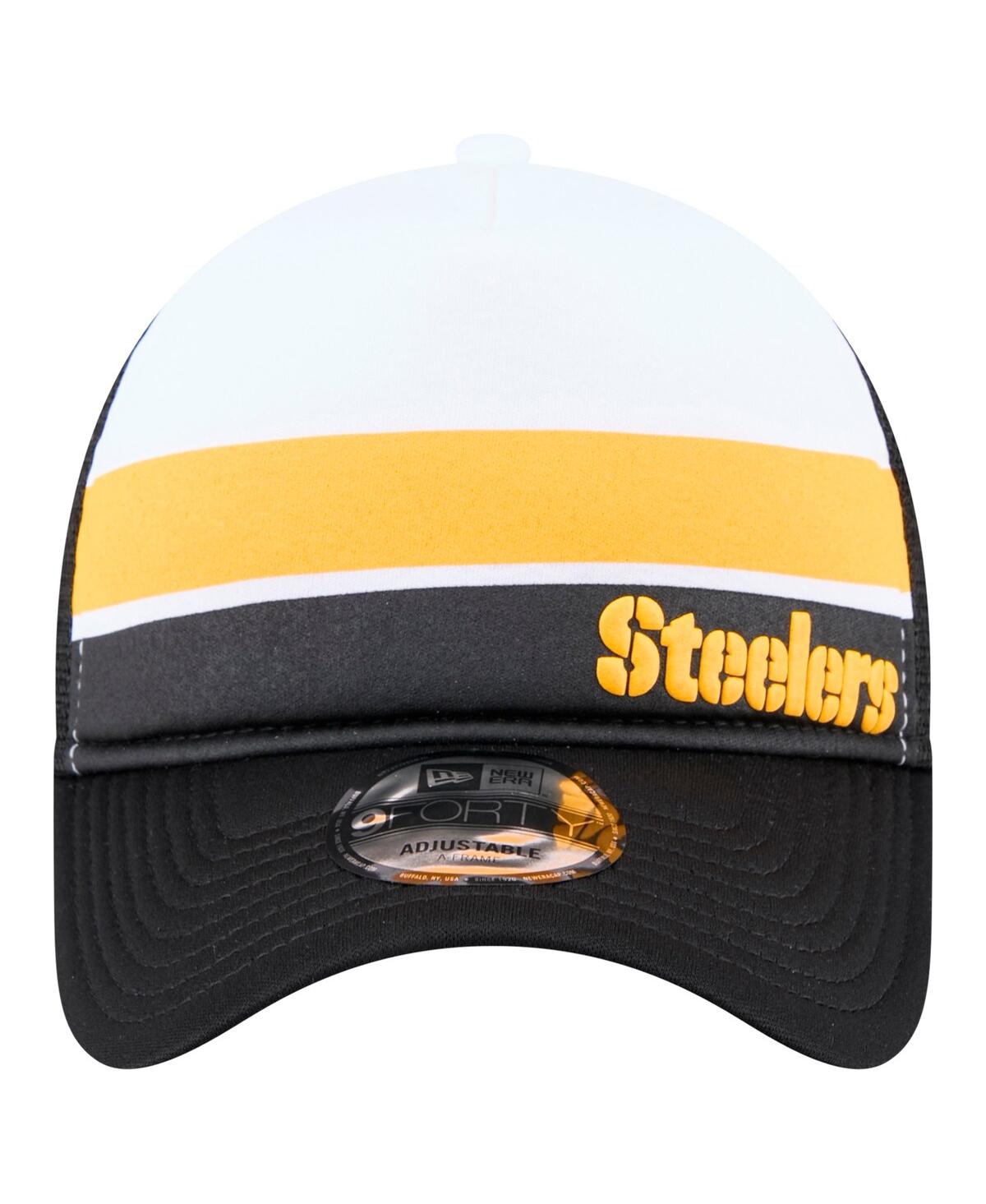 New Era Preschool Black Pittsburgh Steelers Sport Night Color Block 9forty A-frame Trucker Adjustable Hat In Black