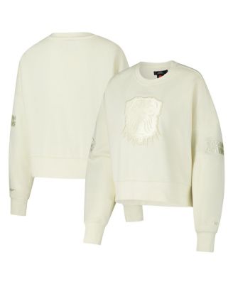 Pro Standard - Cream Cleveland Browns Triple Tonal Cropped Fleece Pullover Sweatshirt